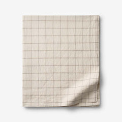 Tailored Stripes and Plaids Premium Breathable Washed Linen Cotton Flat Bed Sheet - Windowpane Dark Brown, Full