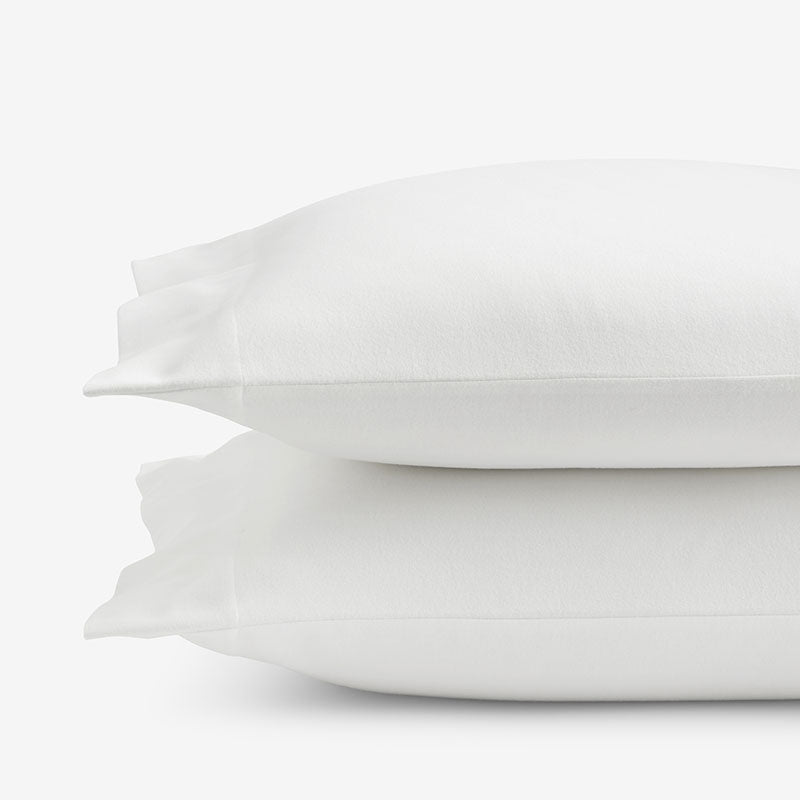 Classic Ultra-Cozy Cotton Velvet Flannel Pillowcase Set - White, Standard
