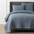 Premium Breathable Washed Linen Solid Quilt - Blue Stone, King/Cal King
