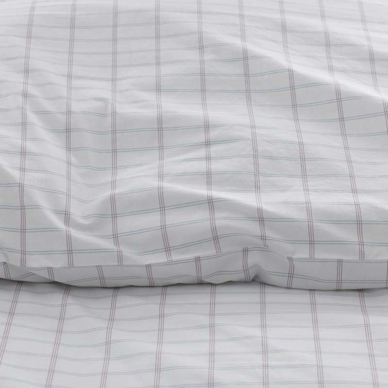 Yarn-Dyed Plaid Garment Washed Cotton Percale Bed Sheet Set - Ivory Multi, Full