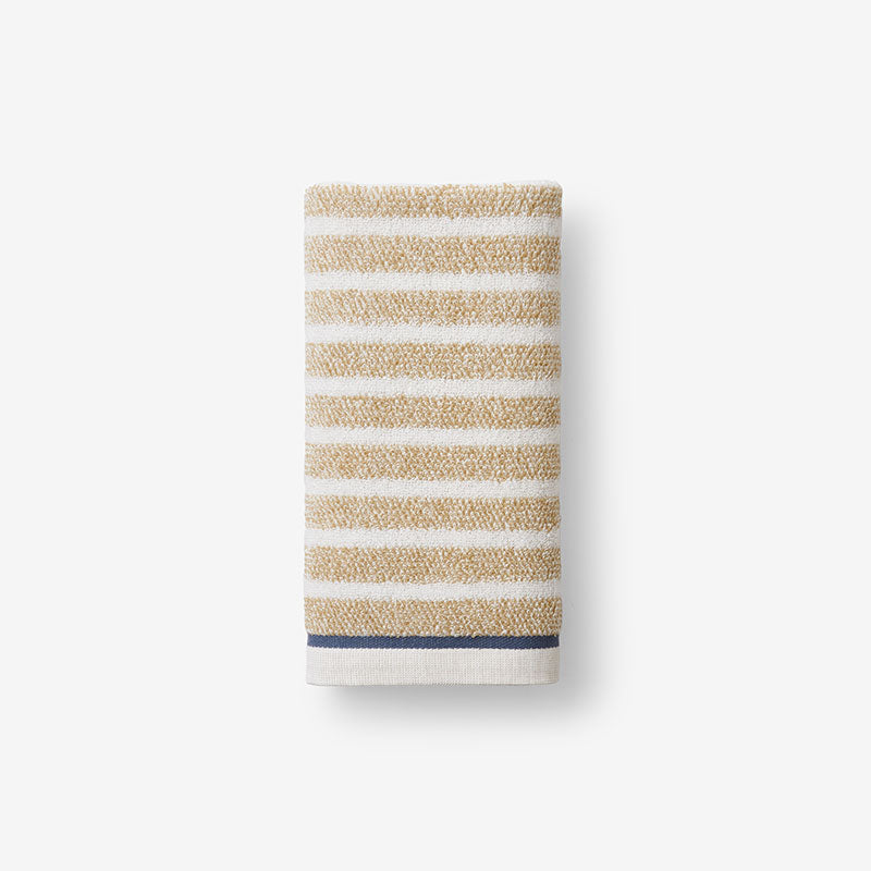 Mélange Stripe Reversible Cotton Hand Towel - Taupe