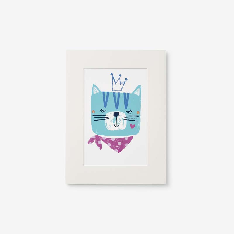 Stylish Cats Wall Art - Blue