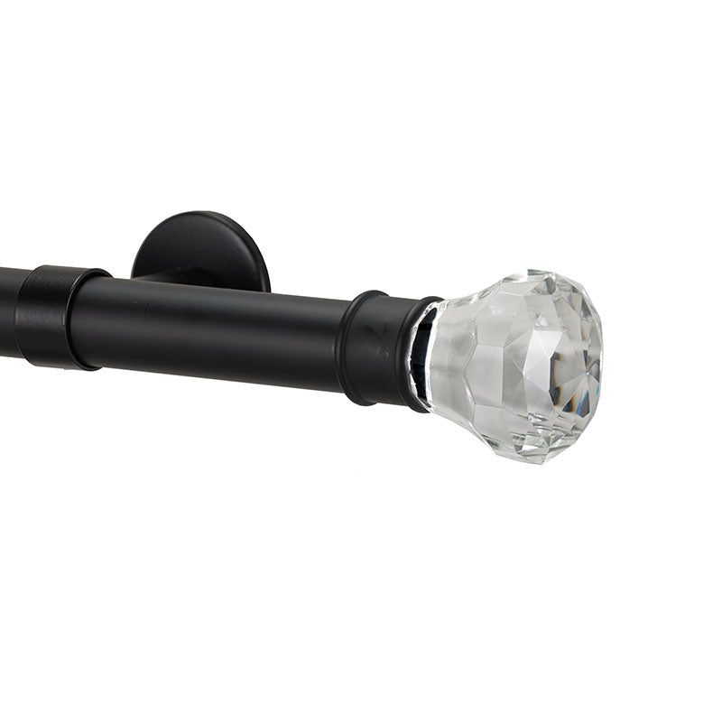 Facets Finial and 1" diameter Rod Set - Black, 72"