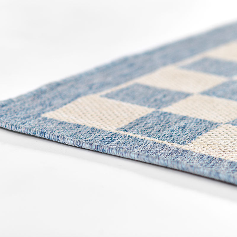 Checkered Outdoor Rug -  Blue, 8' Runner