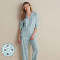 Printed Peruvian Cotton Women's Button-Down Pajama Set - Cool Daisy, L