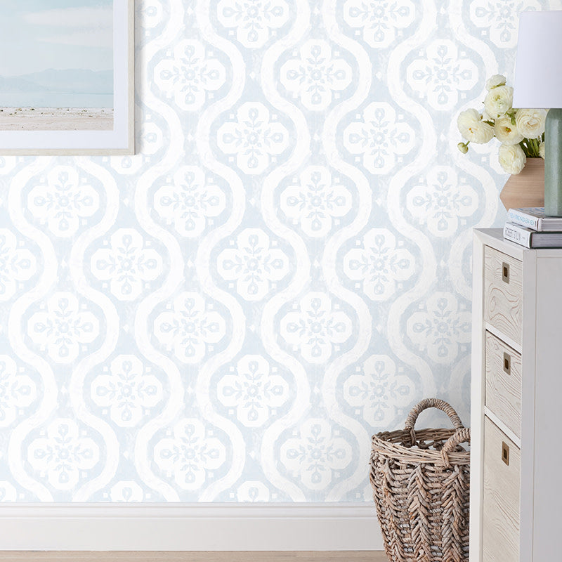 Chateau Traditional Wallpaper - Sky Blue, Swatch