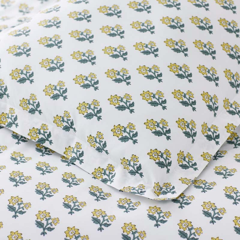 Suhana  Garment Washed Cotton Percale Pillowcase Set - Yellow, King