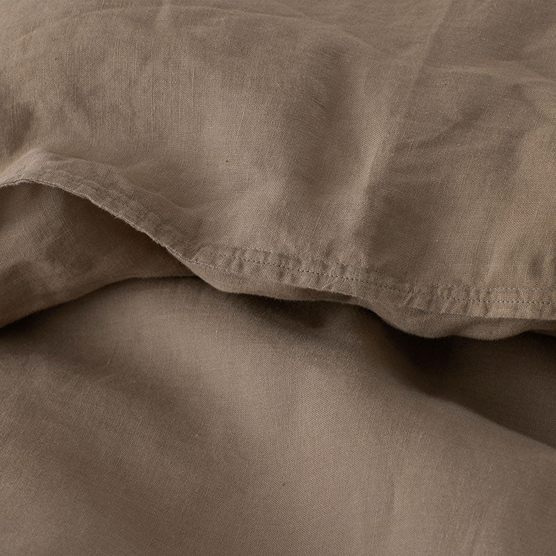 Premium Breathable Washed Linen Solid Fitted Bed Sheet - Pine Bark, King