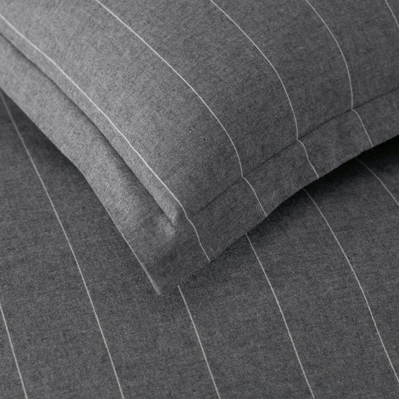 Bromley Premium Ultra-Cozy Flannel Bed Sheet Set - Smoke Stripes, Queen