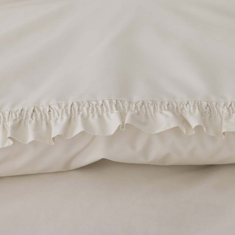 Solid Ruffle Garment Washed Cotton Percale Duvet Cover - Buff, King/Cal. King