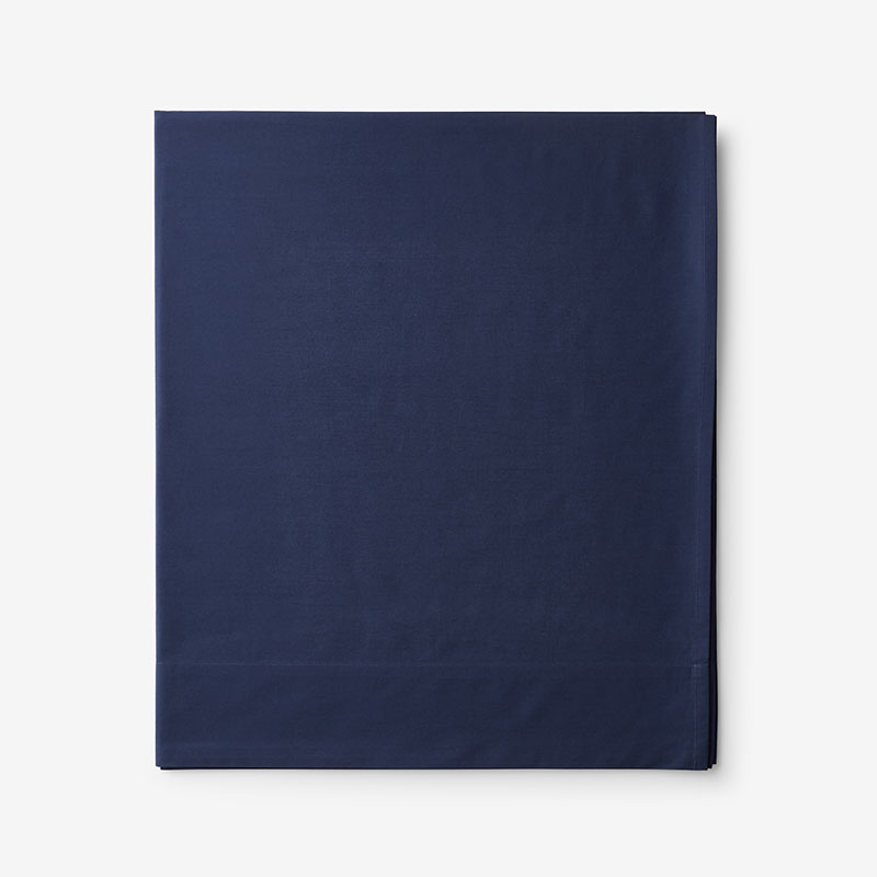 Classic Cool Cotton Percale Flat Bed Sheet - Navy, Cal King