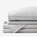 Jacquard Leaf Yarn-Dyed Premium Smooth Supima® Cotton Wrinkle-Free Sateen Bed Sheet Set - Light Gray, Twin