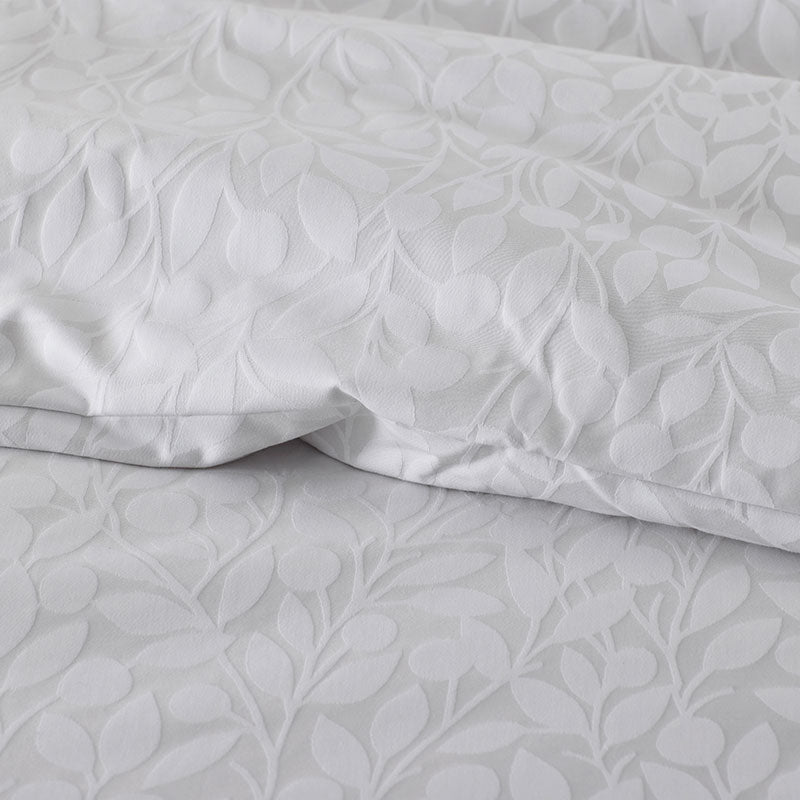 Jacquard Leaf Yarn-Dyed Premium Smooth Supima® Cotton Wrinkle-Free Sateen Bed Sheet Set - Light Gray, Full