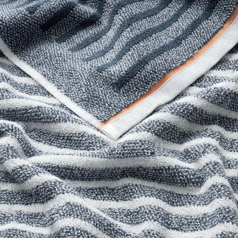 Mélange Stripe Reversible Cotton Hand Towel - Smoke Gray