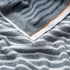 Mélange Stripe Reversible Cotton Bath Towel - Smoke Gray