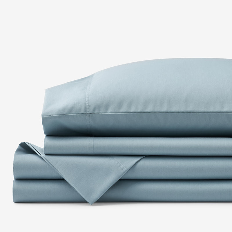 Classic Smooth Wrinkle-Free Sateen Bed Sheet Set - Blue Shale, King
