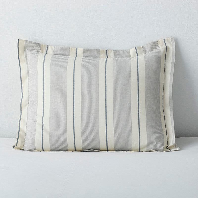 Tailored Stripes and Plaids Classic Cool Cotton Percale Sham - Wide Stripe Navy, King