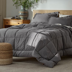 Classic Cool Cotton Percale Comforter - Graphite, Full