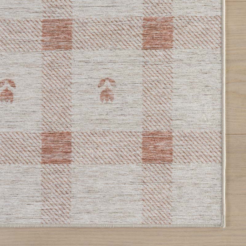Modern Plaid Washable Rug - Orange, 2' 6" x 8' Runner