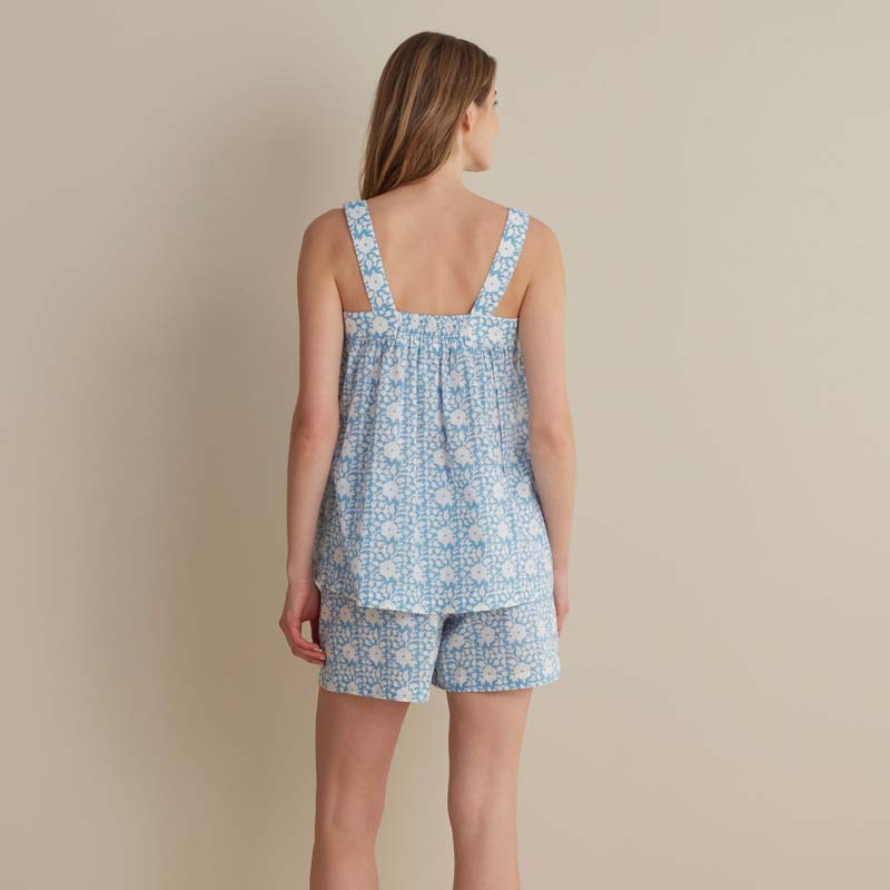 Printed Voile Women's Babydoll Shorts Set - Floral Weave, XL
