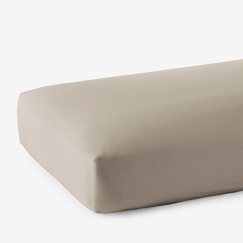Premium Smooth Supima® Cotton Wrinkle-Free Sateen Fitted Bed Sheet - Light Birch, Deep Pocket Queen