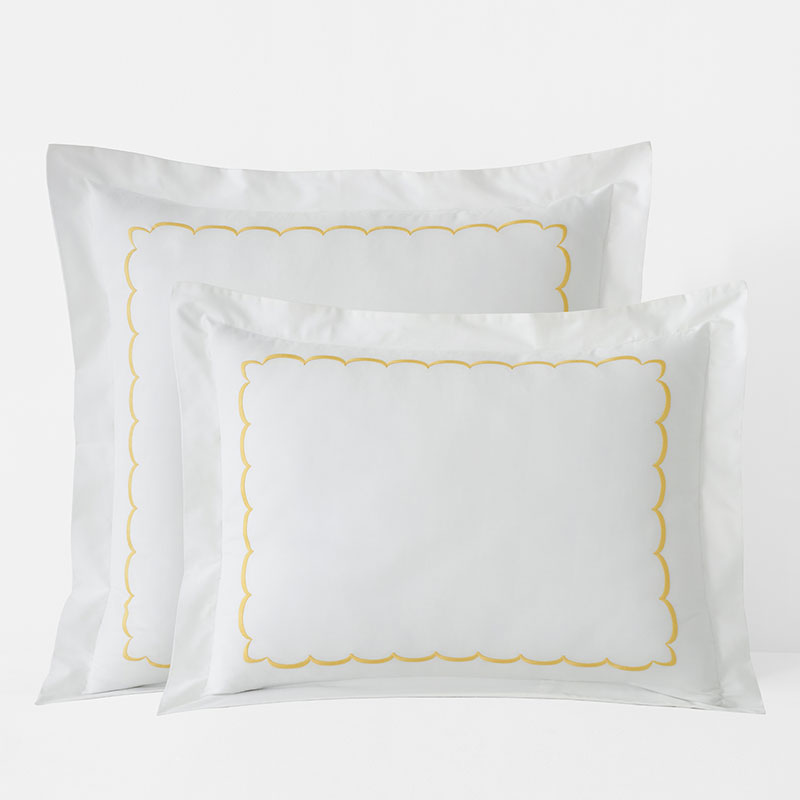Scallop Embroidered Premium Cool Egyptian Percale Sham - Yellow, King