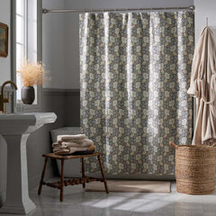 Tapestry Floral Garment Washed Cotton Percale Shower Curtain - Ivory Multi