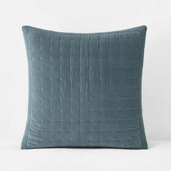 Tufted Stitch Velvet Quilted Sham - Mineral Blue, Euro