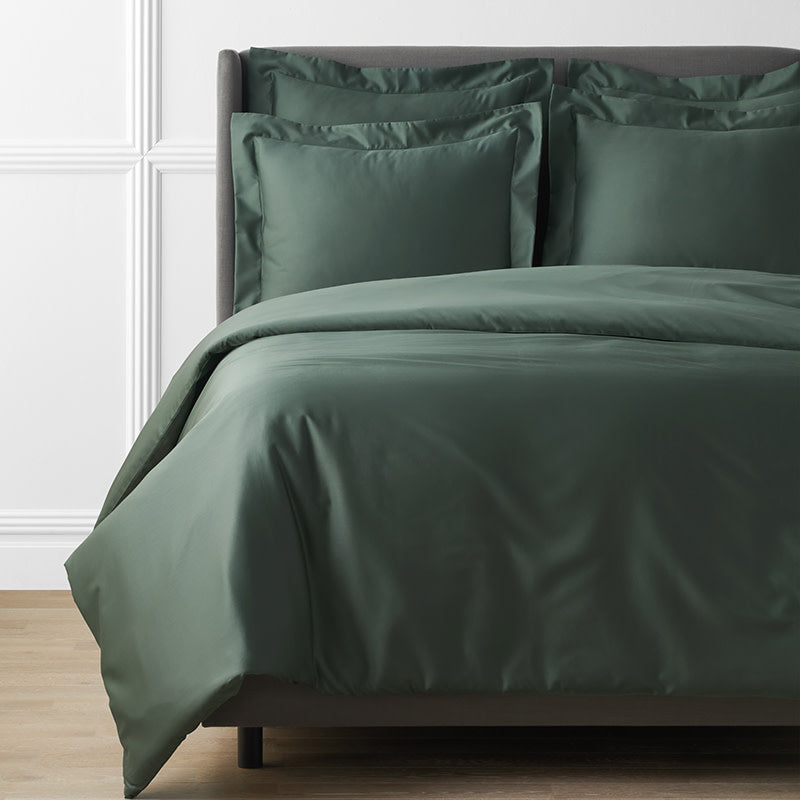 Premium Smooth Supima® Cotton Wrinkle-Free Sateen Duvet Cover - Olive Green, Full/Queen