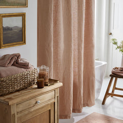 Premium Breathable Washed Linen Solid Shower Curtain - Light Clay