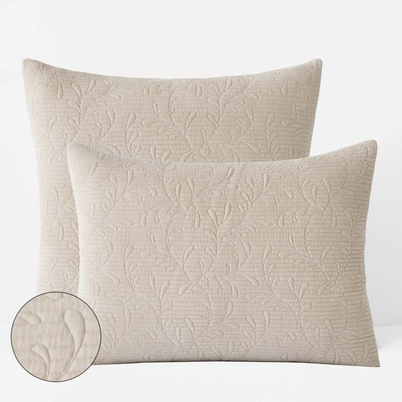 Tinsley Leaf Quilted Sham - Beige Tan, Standard