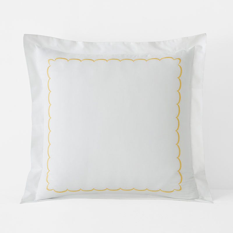 Scallop Embroidered Premium Cool Egyptian Percale Sham - Yellow, Euro