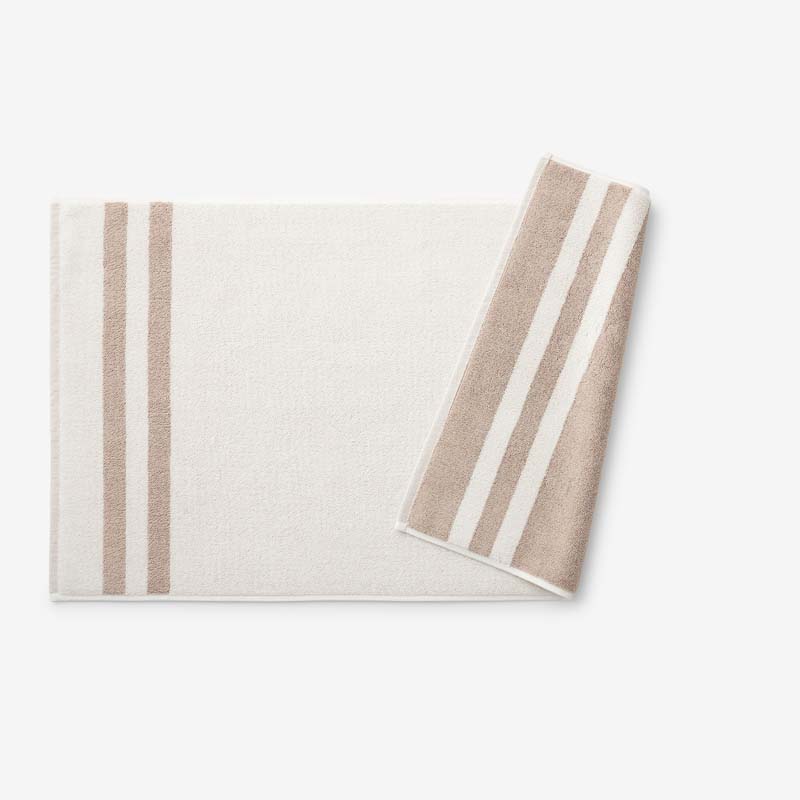 Mirage Aegean Cotton Reversible Stripe Bath Mat - Ecru, 20 in. x 36 in.