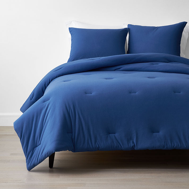 T-Shirt Soft Jersey Knit Comforter Set - Smoke Blue, Full