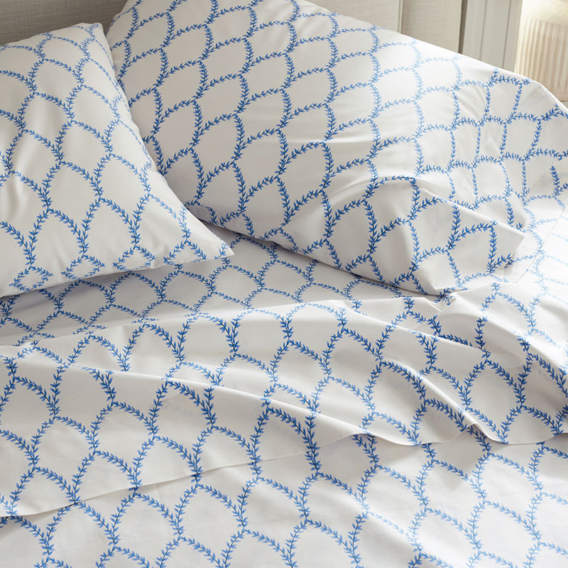 Laurel Classic Smooth Sateen Flat Bed Sheet - Blue, King/Cal King