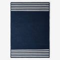 Chenille Border Stripe Handwoven Reversible Rug - Navy, 5' x 7'