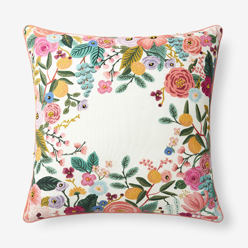 Garden Party Decorative Square Pillow Cover - Ivory Multi