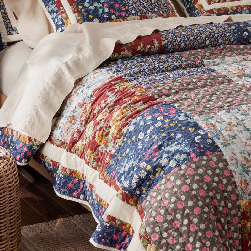 Aahana Patchwork Quilted Sham - Navy, Euro
