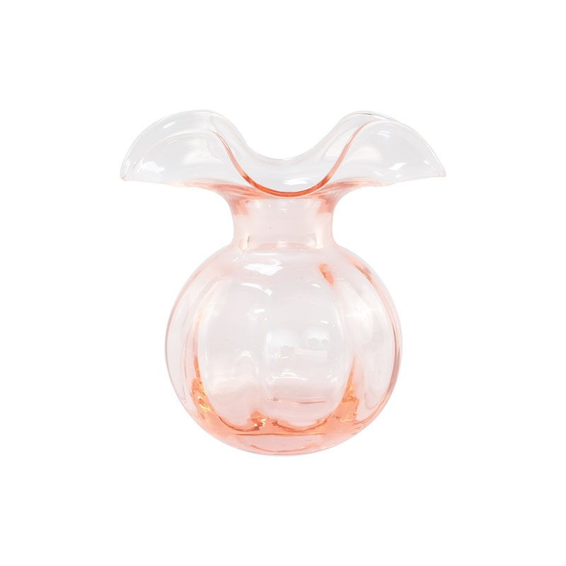 Hibiscus Glass Fluted Vases -   Pink, Small