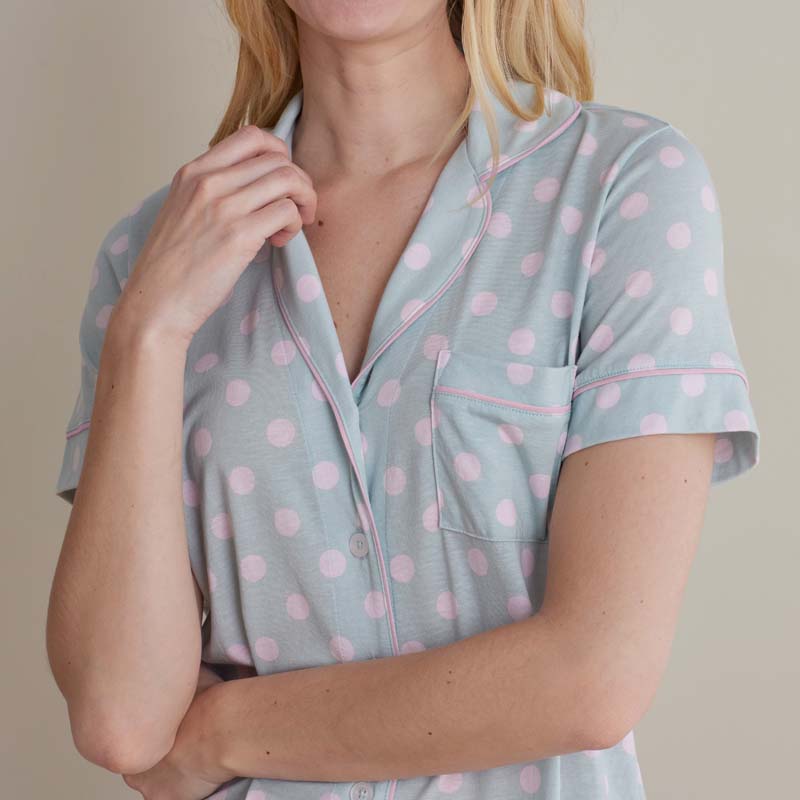 Cotton Modal Women's Cropped Pants Pajama Set - Pretty Dot, S