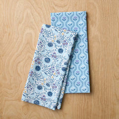 Seasonal Printed Tea Towels, Set of 2 - Floral & Butti