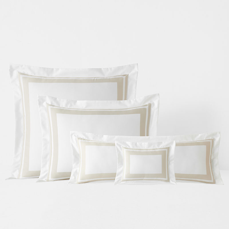 Double Border Premium Smooth Supima® Cotton Wrinkle-Free Sateen Sham - Ivory, Lumbar