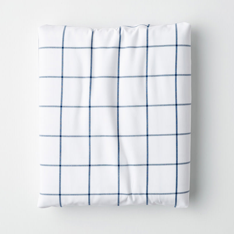 Tailored Stripes and Plaids Classic Cool Cotton Percale Fitted Bed Sheet - Block Plaid Navy, Twin XL