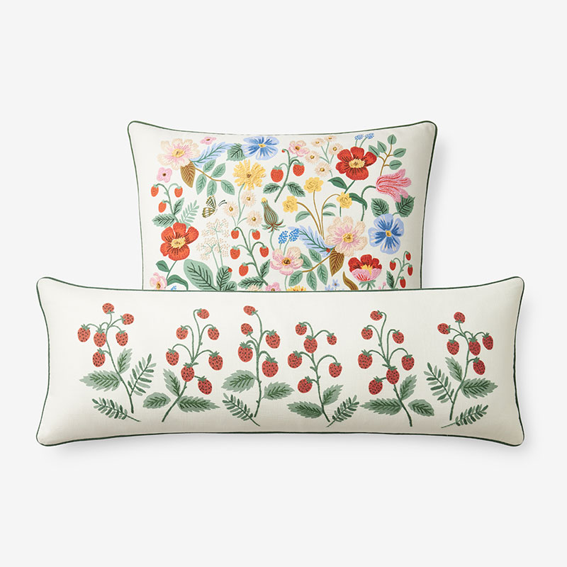 Strawberry Fields Decorative Square Pillow Cover - Cream Multi