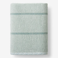 Narrow Stripe Reversible Cotton Bath Sheet - Spa Green