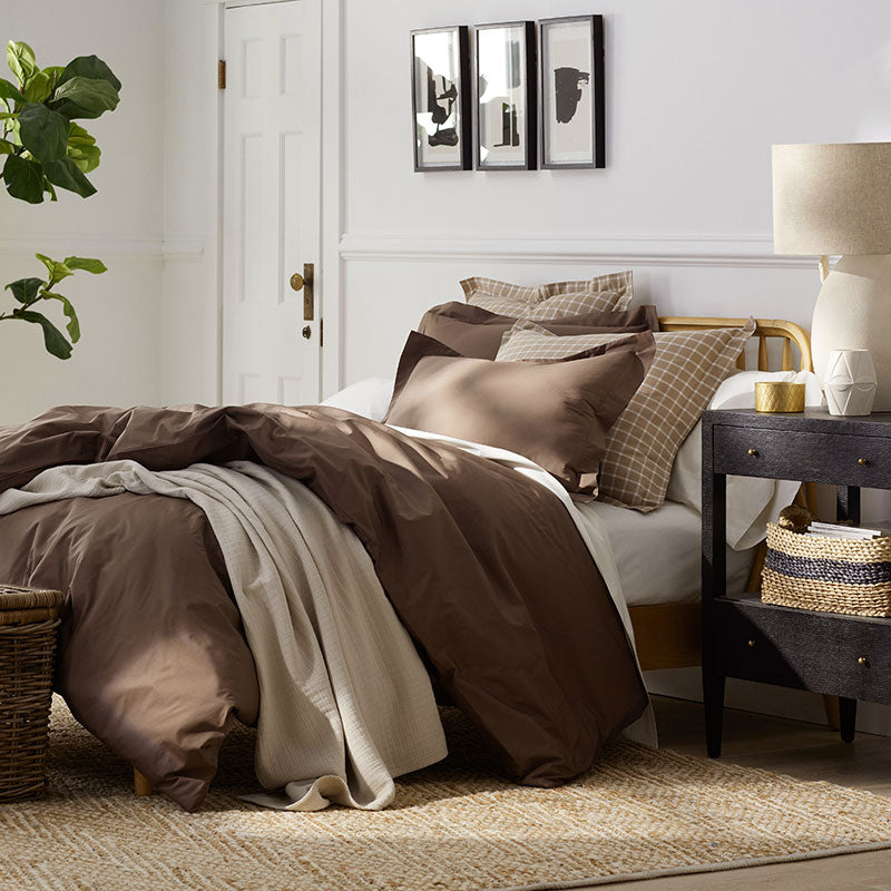 Classic Cool Cotton Percale Flat Bed Sheet - Coffee, King/Cal King