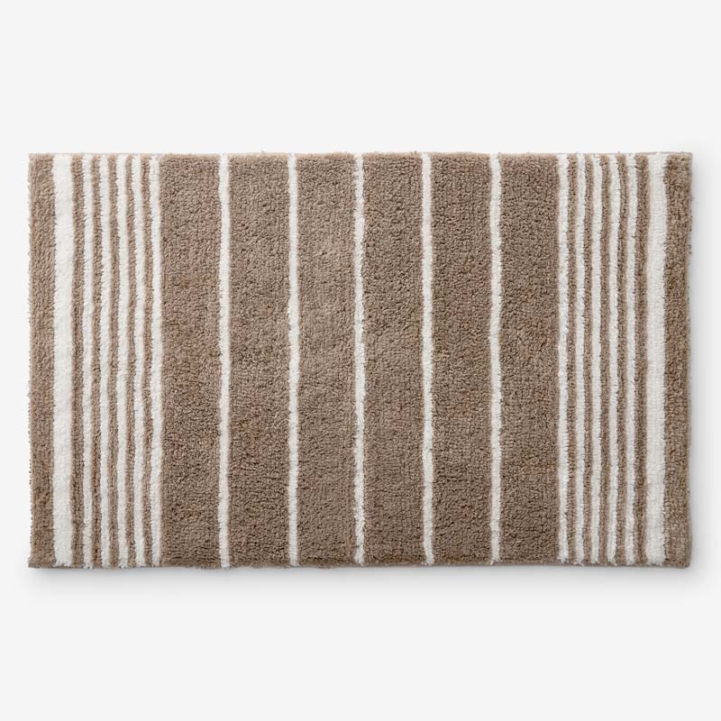 Plush Spa Stripe Bath Rug - Dark Mocha, 17 in. x 24 in.