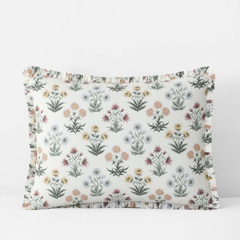 Garden Patch Reversible Garment Washed Cotton Percale Sham - Multi, Standard