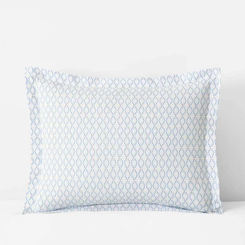 Feliciana Geo Garment Washed Cotton Percale Sham - Blue Multi, King