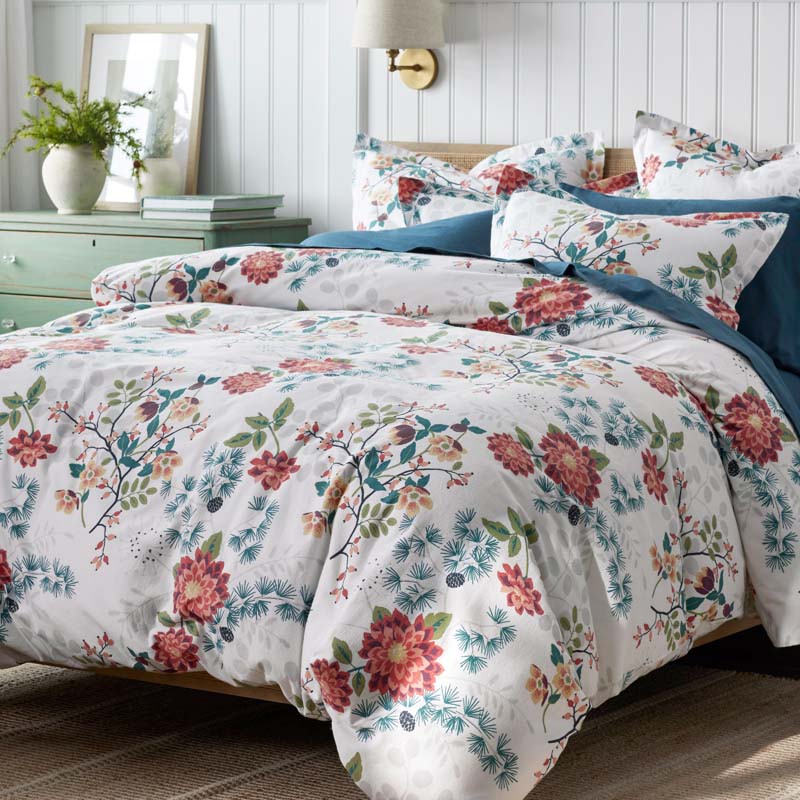 Holiday Print Classic Ultra-Cozy Cotton Velvet Flannel Sham - Vintage Blooms, King